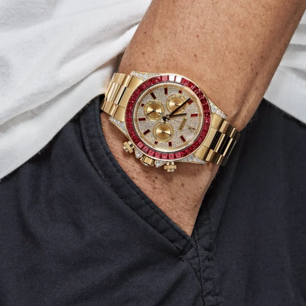 Rolex Cosmograph Daytona 126598TRU Yellow Gold Ruby Bezel Diamond Pave Dial - Image 2