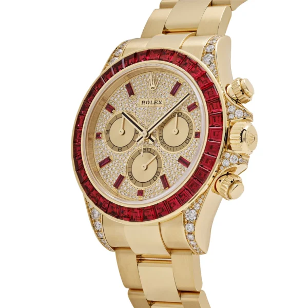 Rolex Cosmograph Daytona 126598TRU Yellow Gold Ruby Bezel Diamond Pave Dial - Image 3