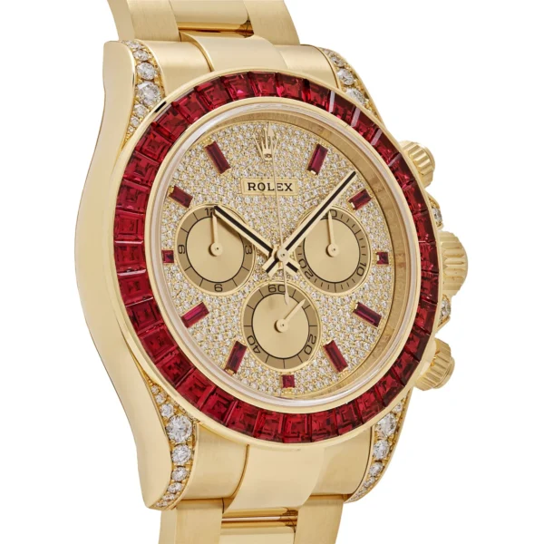 Rolex Cosmograph Daytona 126598TRU Yellow Gold Ruby Bezel Diamond Pave Dial - Image 4